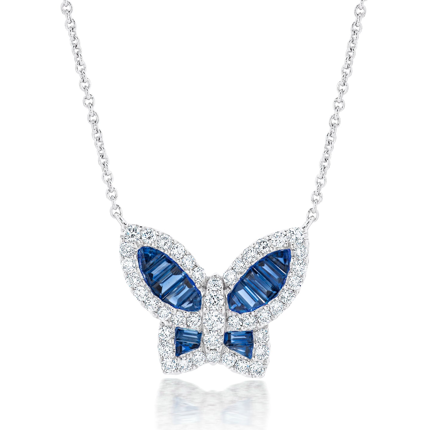 Large Blue Sapphire and Diamond Butterfly Pendant