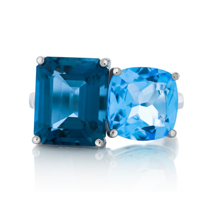 Blue Topaz Toi Et Moi Ring