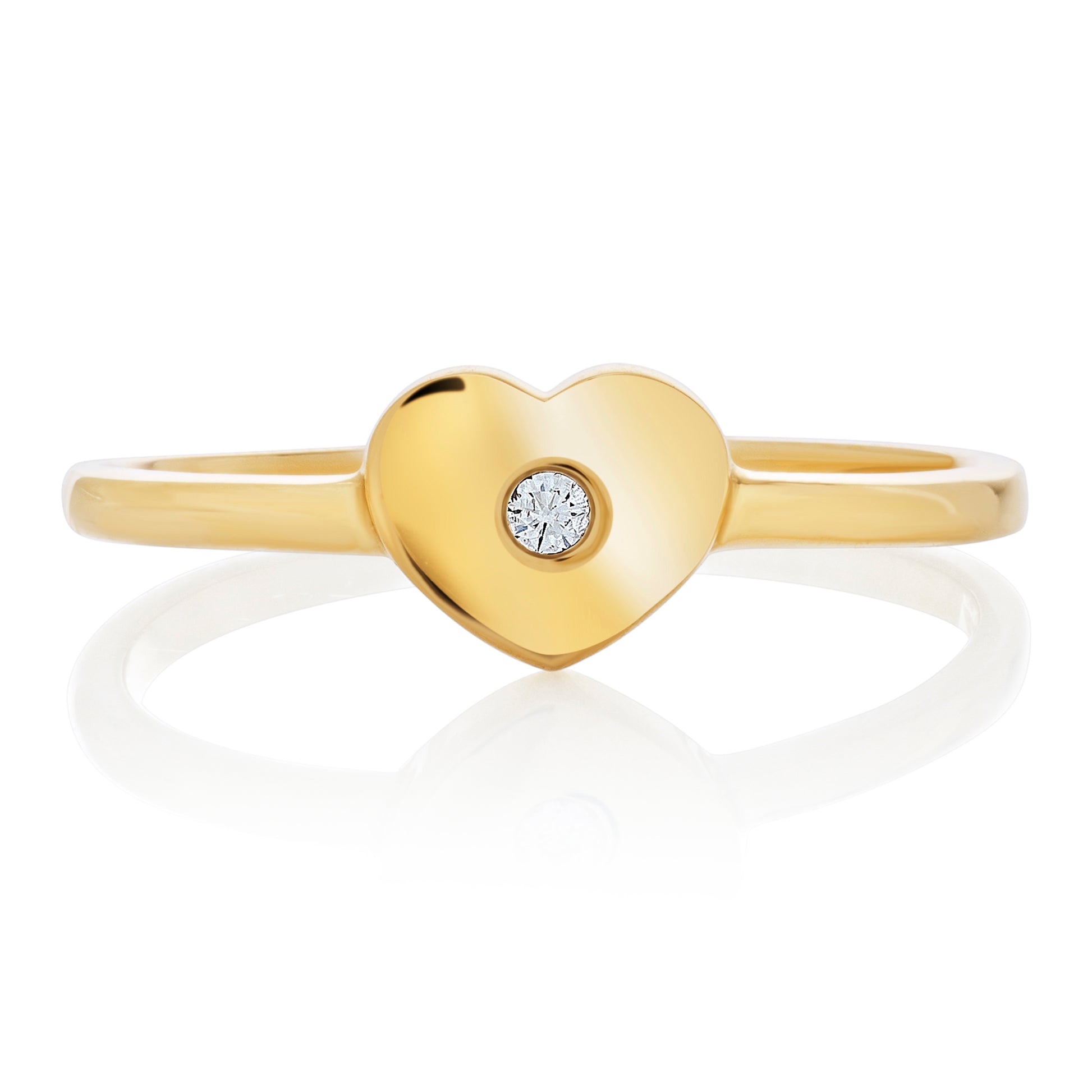 Child Solitaire Diamond Heart Ring - Yellow