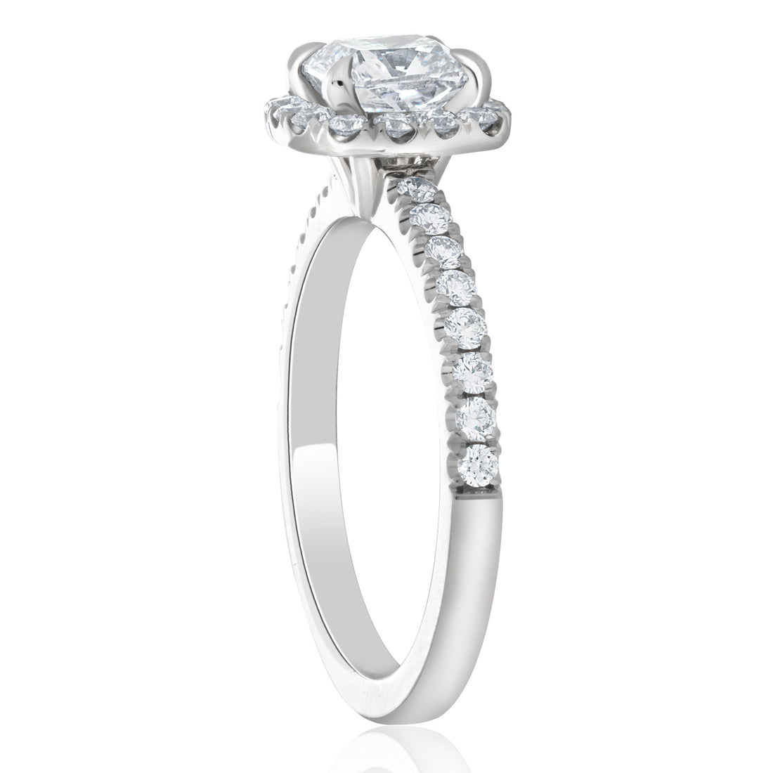 Platinum Cushion Cut Diamond Halo Engagement Ring – Nicole Rose Fine ...