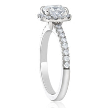Load image into Gallery viewer, Platinum Cushion Cut Diamond Halo Engagement Ring - Two