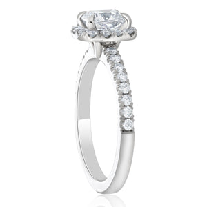 Platinum Cushion Cut Diamond Halo Engagement Ring - Two