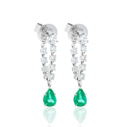 Diamond and Emerald Drop Earrings