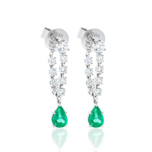 Load image into Gallery viewer, Diamond and Emerald Drop Earrings