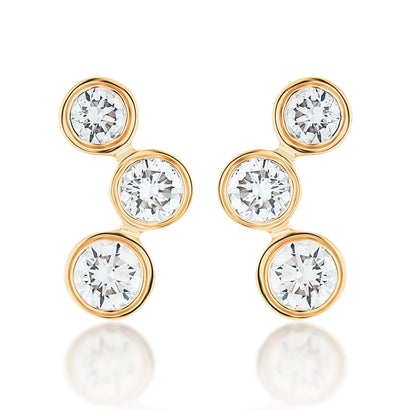 Bezel Set Trio Diamond Earrings - Yellow