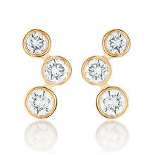 Load image into Gallery viewer, Bezel Set Trio Diamond Earrings - Yellow