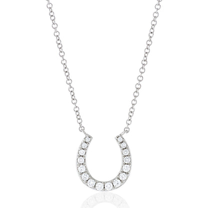 Diamond Horseshoe Pendant - White