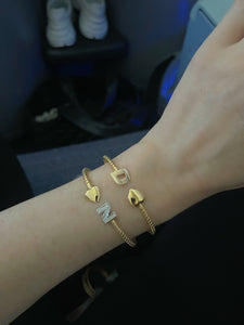 Gold Initial and Heart Flex Bracelet 2