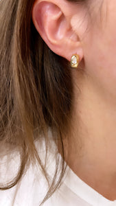Pear Shape Diamond Huggie Hoop Earrings 2