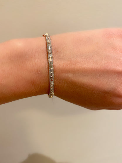 Round and Baguette Diamond Bangle 2