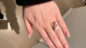 Bypass Pearl and Diamond Ring - Three