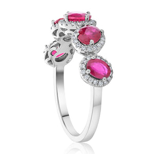 Ruby and Diamond Oval Shape Tilted Ring 2