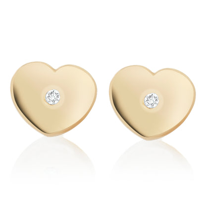 Child Diamond Gold Heart Studs