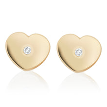 Load image into Gallery viewer, Child Diamond Gold Heart Studs