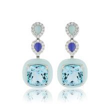 Load image into Gallery viewer, Blue Enamel, Diamonds and Blue Topaz Earrings.