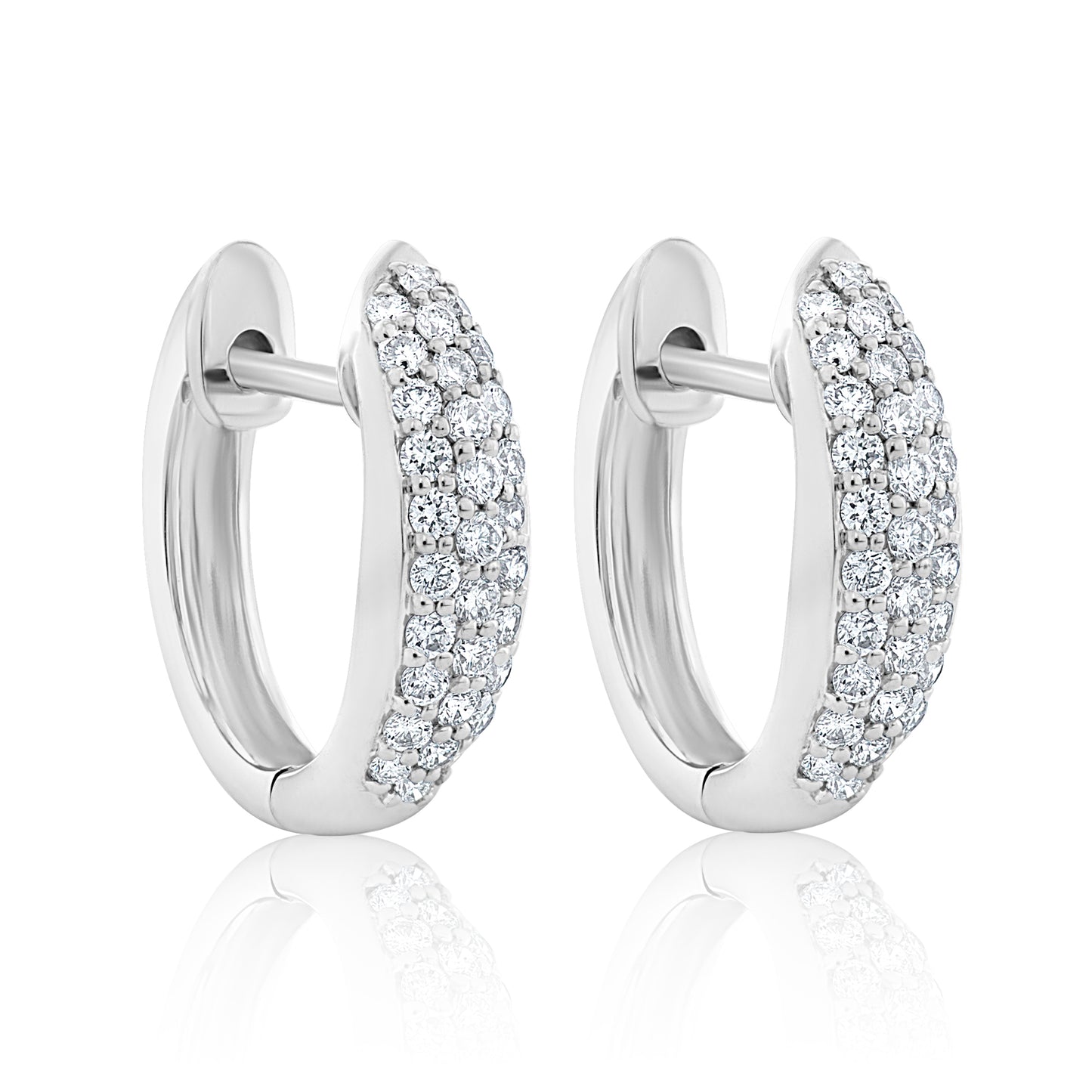 Elongated Pave Diamond Huggie Earrings