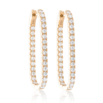 Rectangular Diamond Hoop Earrings