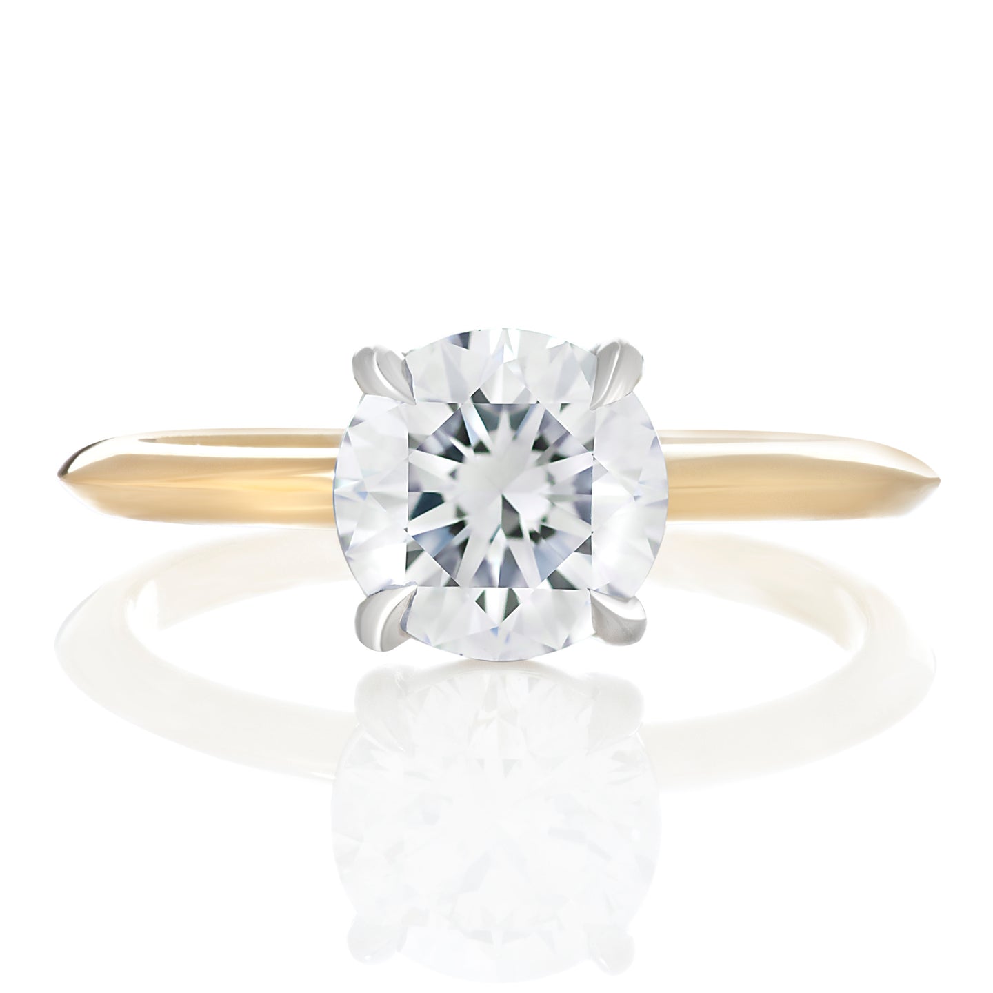 Two Tone Round Diamond Engagement Ring