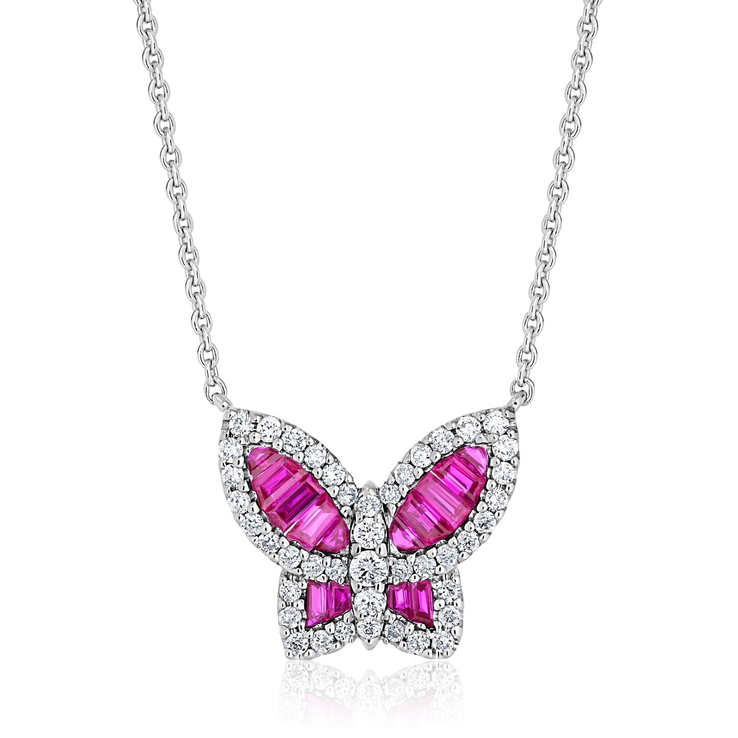 Medium Ruby and Diamond Butterfly Pendant