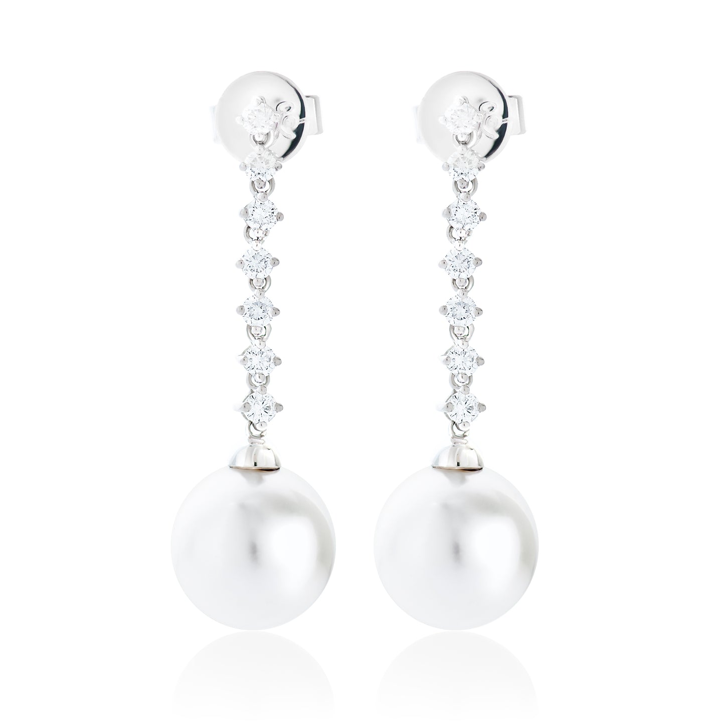 Diamond and Pearl Dangle Earrings