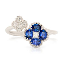 Load image into Gallery viewer, Sapphire and Diamond Flower Ring