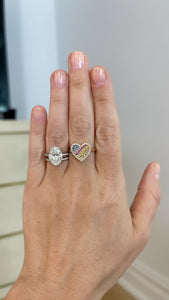Multi Color Sapphire and Diamond Heart Ring 3