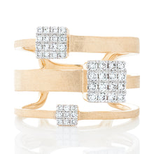 Load image into Gallery viewer, Three Square Pave Diamond Disc Ring