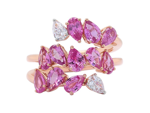 Pink Sapphire and Diamond Mixed Cut Ring