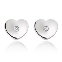 Load image into Gallery viewer, Child Diamond Gold Heart Studs - White