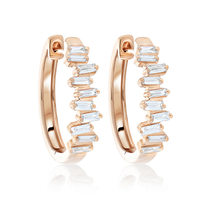Diamond Baguette Hoop Earrings