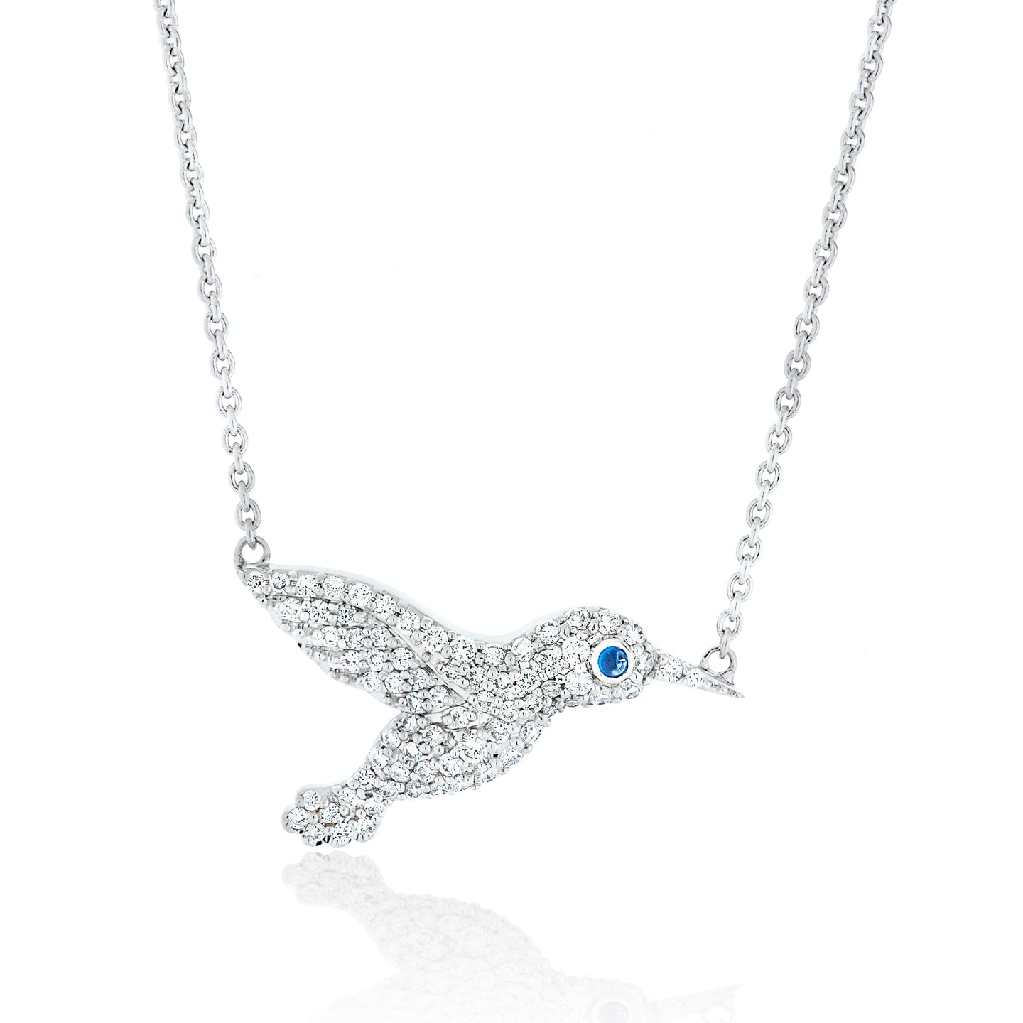 Medium Diamond and Sapphire Hummingbird Pendant