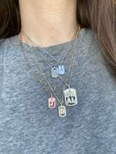 Load image into Gallery viewer, Large Diamond Dog Tag Initial Necklace 2