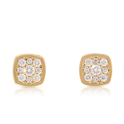 Cushion Shape Pave Diamond Stud Earrings