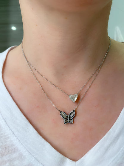 Large Black Rhodium Diamond Butterfly Pendant 3