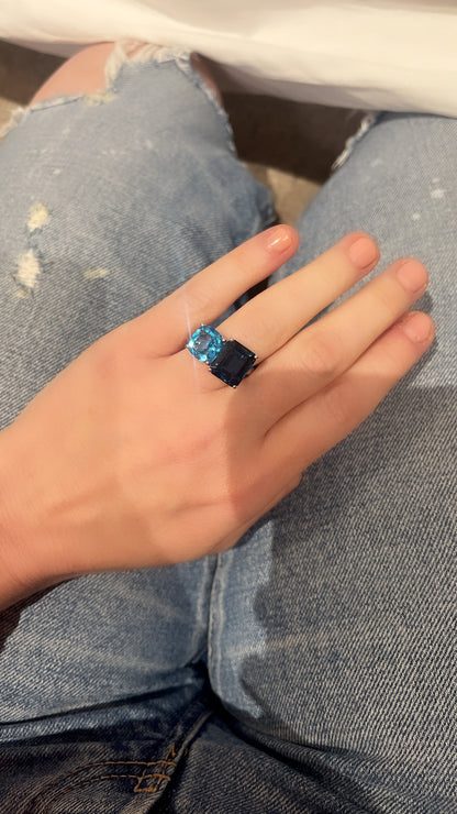 Blue Topaz Toi Et Moi Ring 3