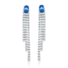 Load image into Gallery viewer, Sapphire and Diamond Dangle Earrings