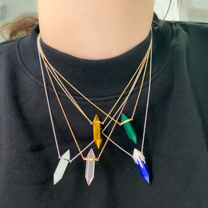 Crystal and Diamond Bar Necklaces