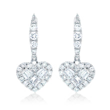 Load image into Gallery viewer, Diamond Illusion Set Hanging Heart Earrings