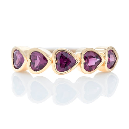 Garnet Bezel Set Heart Shape Band