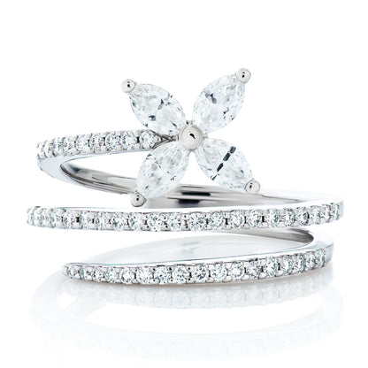 Diamond Flower Coil Ring