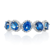 Load image into Gallery viewer, Sapphire and Diamond Oval Shape Tilted Ring