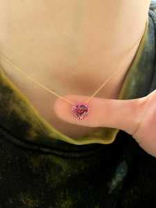 Rhodolite and Pink Sapphire Heart Pendant 4
