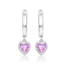 Load image into Gallery viewer, Pink Sapphire Huggie Hoops - White