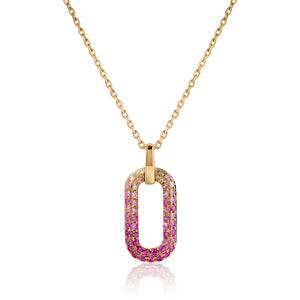 Ombre Pink Sapphire and Diamond Paper Clip Pendant