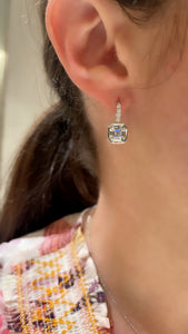 Bezel Set White Topaz and Diamond Earrings 2