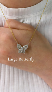 Large Two Tone Diamond Butterfly Pendant 3