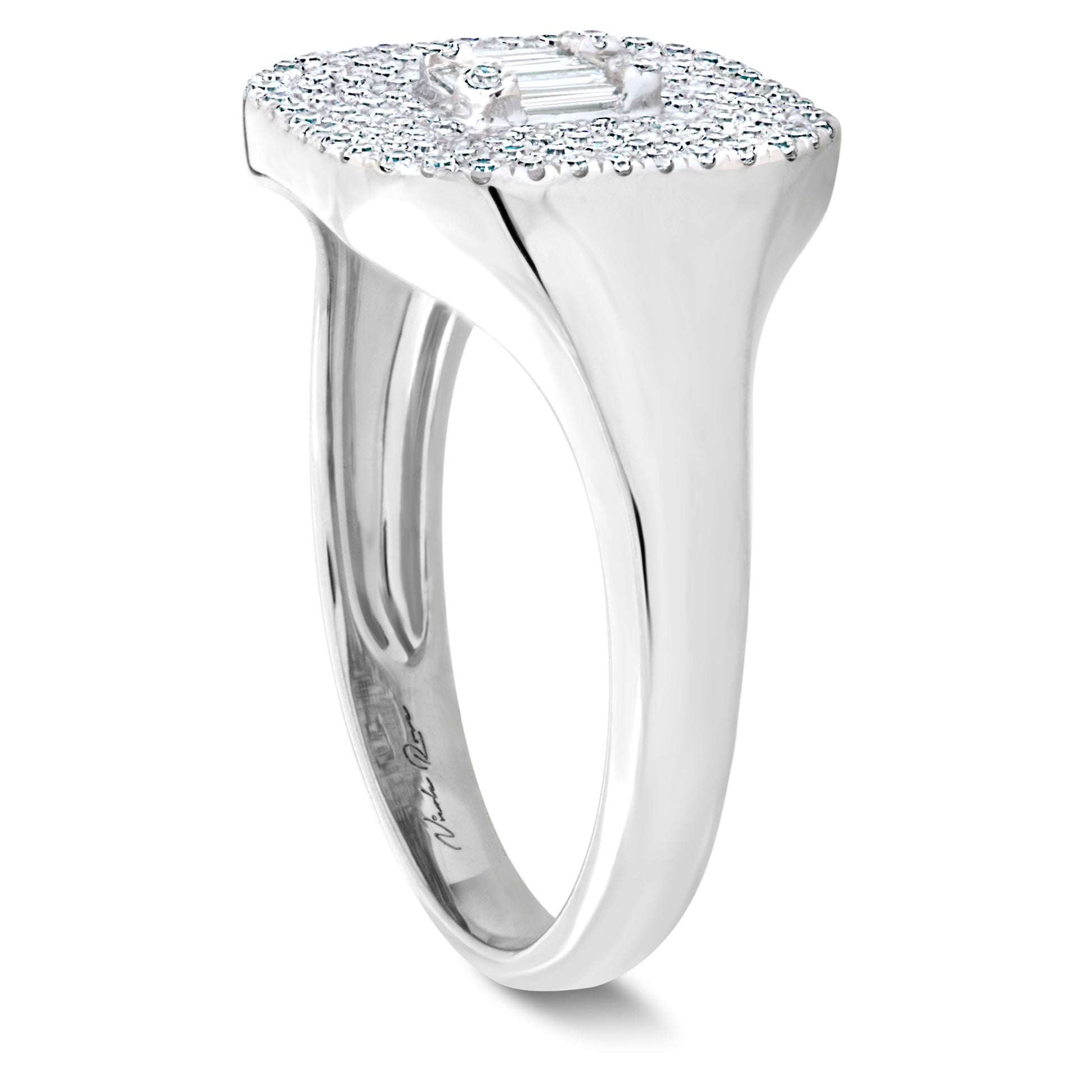 Diamond Square Shape Signet Ring 4