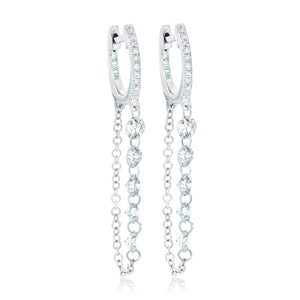 Floating Diamond Dangle Chain Earrings 2