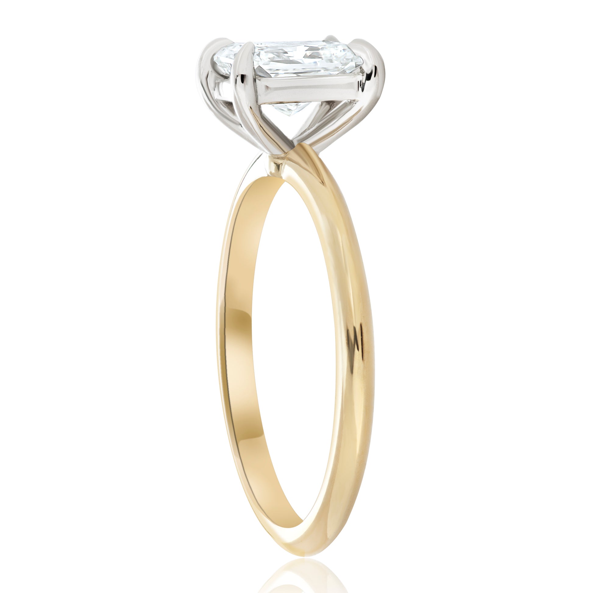 Two Tone Radiant Diamond Solitaire Engagement Ring 2