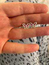 Load image into Gallery viewer, Petite Pink Sapphire and Diamond Butterfly Earrings 4